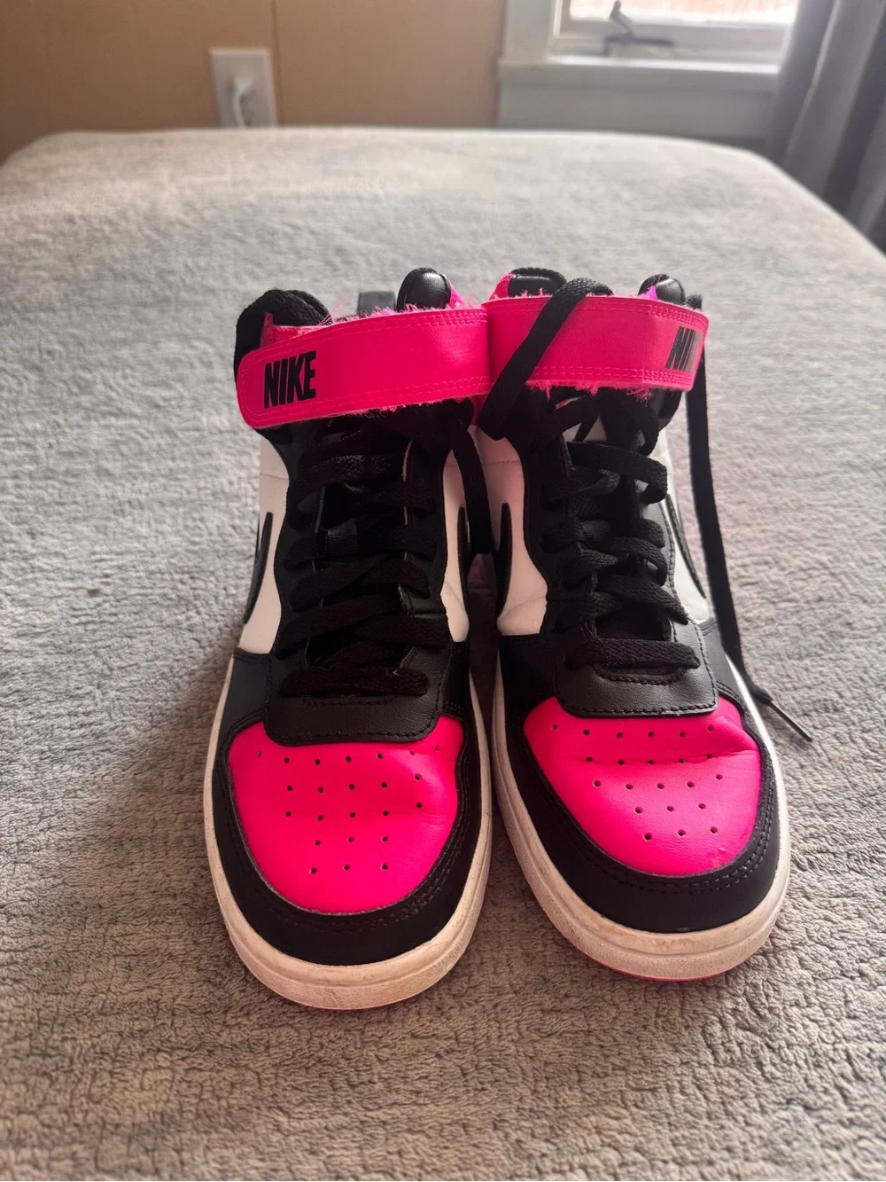Nike Kids High-Top Sneakers - Hot Pink, Black & White